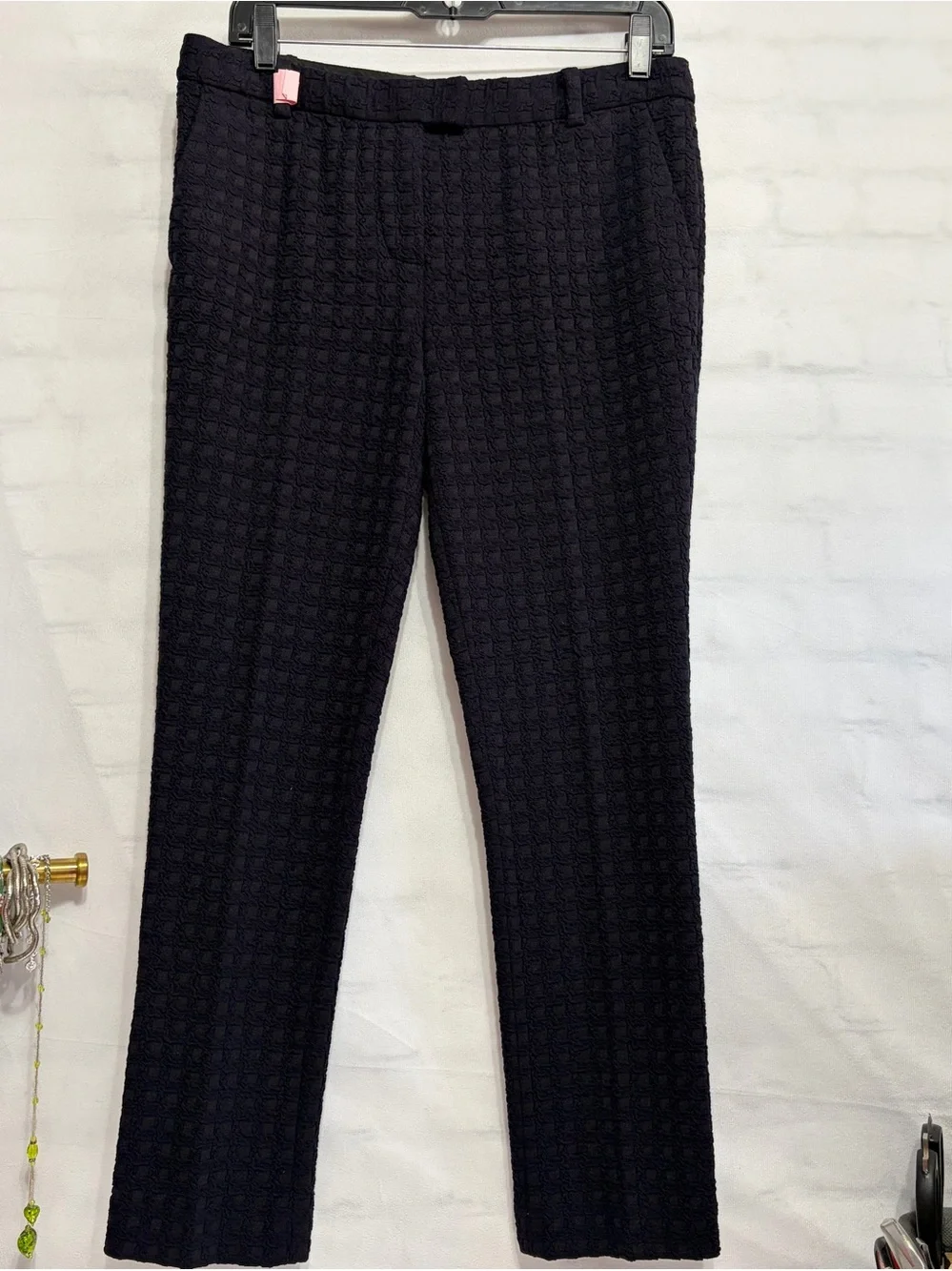Tory Burch  Deep Navy Textured Waffle Knit  Professional Flat Front 4 Pockets